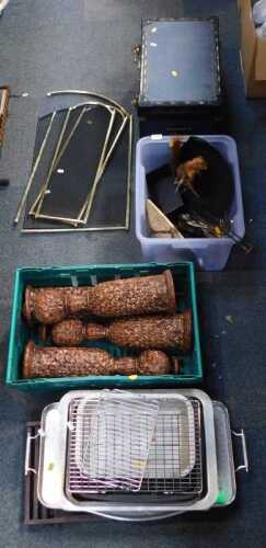 Household items, to include cookware, oven trays, silver plated tray with handles, a taxidermied...