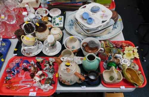 Ceramics, to include a Royal Norfolk lidded twin handled sugar pot, a brown water jug, teacups,...