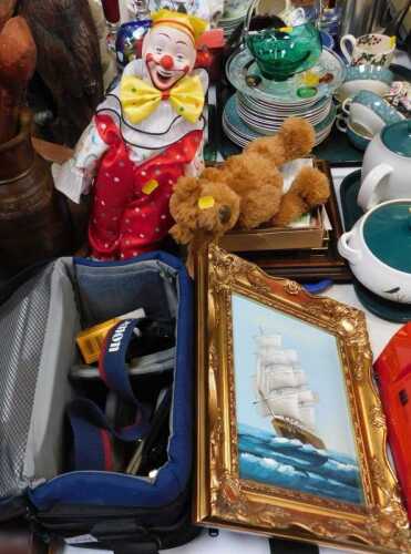 Pictures, prints, etc., including a marine scene in gilt frame, a picture of Bourne and...