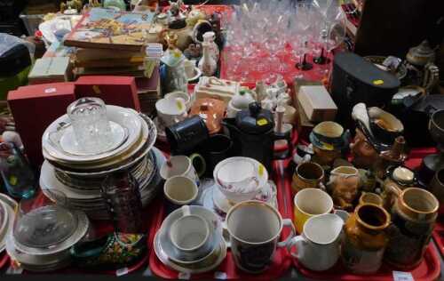 Household items, to include ceramics, metalware, etc., two pairs of binoculars, stein, lighters,...