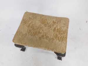 A late 19thC stool in George II style, having a damask-covered rectangular seat, supported on... - 2