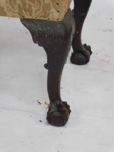 A late 19thC stool in George II style, having a damask-covered rectangular seat, supported on... - 3