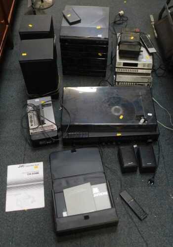 An Aiwa ACDC-Colour TV-Monitor CX60ME, a record deck, cassette deck and radio combined, by...