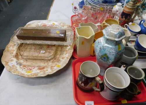 Ceramics and glassware, etc, including ceramic water jugs, items with square and compass...