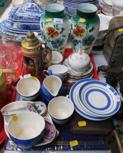 Ceramics, to include Royal Art pottery cups and saucers, milk jugs, Aynsley lidded pot,...