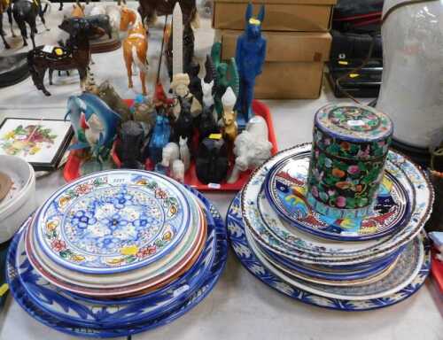 Ceramics, to include decorative wall plates, Oriental style tea canister with lid, Egyptian...