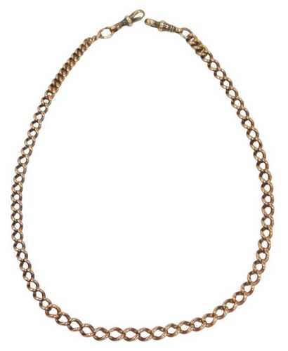 A 9ct rose gold curb-link neck chain, with two lobster claw clasps, 27.3g, 42.5cm long.