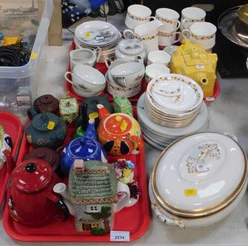 Ceramics, to include teapots, small, medium, Oriental part tea service, including cups, sugar,...