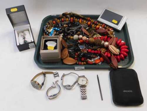 Costume jewellery, including necklaces, wristwatches, etc, together with a Archos 605...