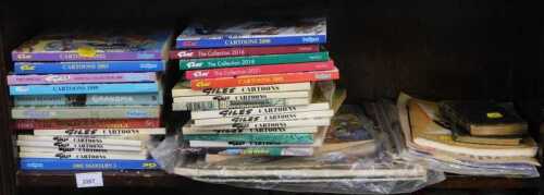 Books, including a large quantity of Giles magazines. (1 shelf)