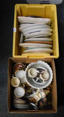 Ceramics, to include planters, figurines, Chinese style tea canister with handle and lid, plates,...