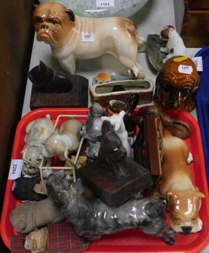 Ceramics and household items, to include bookends, large pug dog, Errol Flyn memorabilia, animal...