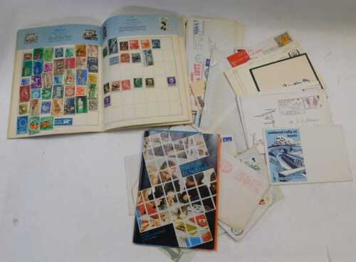 First day covers, and a copy of The Trustee Stamp Album containing world stamps. (1 tray)
