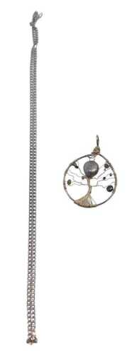 A modern design Tree of Life pendant and chain, the Tree of Life set with blister pearls, 6cm...