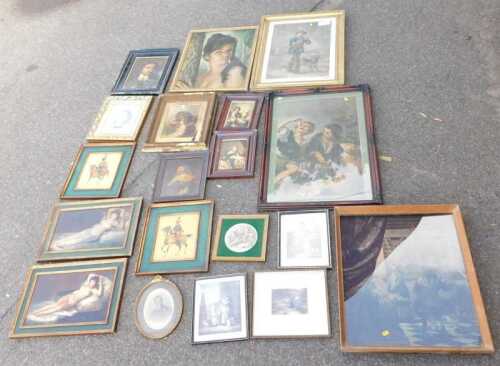 Pictures and prints, including Bartalozi, stipple cover engraving, portrait of a gentleman,...