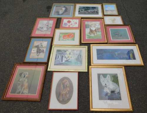 Pictures and prints, to include gilt framed pictures or prints, by amateur artists, mostly of...