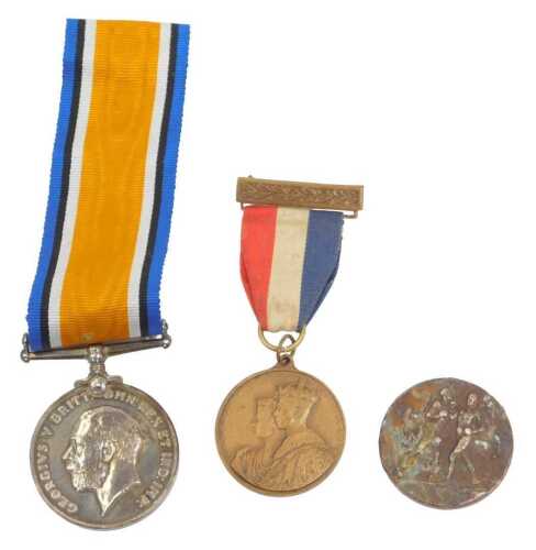 A WWI War Medal, named to Sapper R Parkin, Royal Engineers 75232, together with a silver and...