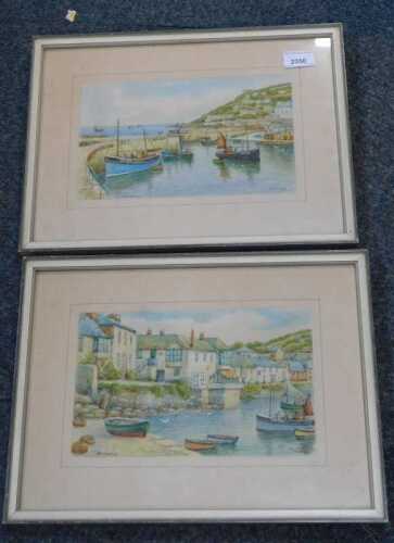 T H Victor (20thC School). Mousehole, watercolour, a pair, signed, 16cm x 26cm. (2)