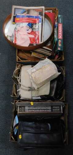 Games and ephemera, including Scrabble, dominoes, royal commemorative magazines, etc, textiles,...