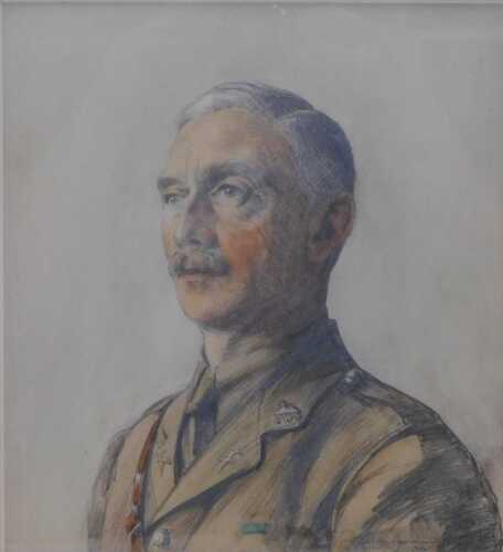 Early 20thC British School. A portrait of an Army Officer, pencil and crayon, indistinctly...