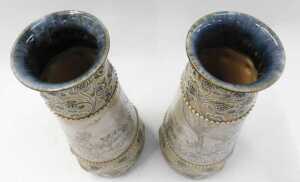 A pair of Royal Doulton Hannah Barlow vases, each decorated with woodland scenes with deer,... - 3