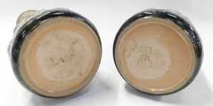 A pair of Royal Doulton Hannah Barlow vases, each decorated with woodland scenes with deer,... - 4