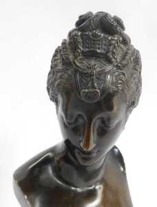 After Jean Goujon. Diane de Poitiers, a brown patinated bronze bust, raised on a gilt socle base,... - 2
