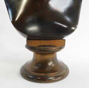 After Jean Goujon. Diane de Poitiers, a brown patinated bronze bust, raised on a gilt socle base,... - 3