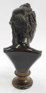 After Jean Goujon. Diane de Poitiers, a brown patinated bronze bust, raised on a gilt socle base,... - 4