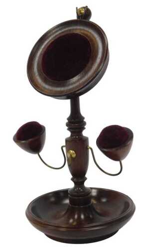 A Mike Fitz rosewood treen watch stand, 17cm high.