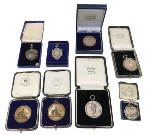Various silver and other medals, medallions, etc., to include Fourth Second London Division TA...