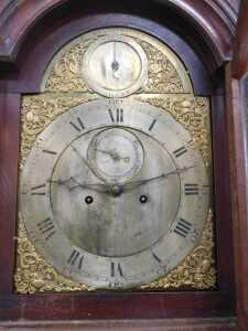 A George III mahogany longcase clock, with pillared and reeded hood, with brass ball and eagle... - 2