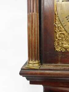 A George III mahogany longcase clock, with pillared and reeded hood, with brass ball and eagle... - 4