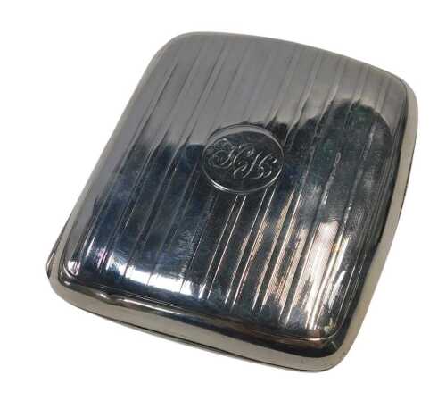 A George V silver cigarette case, with engine turned and line decoration, initialled, Birmingham...