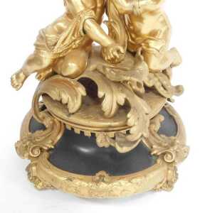 A 19thC French gilt metal five-branch candelabrum, of scrolling form with putti supports, the... - 3