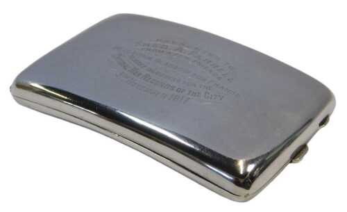 A George V silver cigarette case, of plain form, bearing the inscription 'Presented to Fred A...