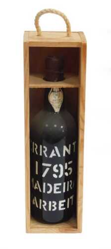 A bottle of Terrante 1795 Barbeito Madeira, bearing a paper label numbered 613867, with a wax...