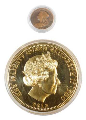 A London Mint Office Diamond Jubilee Monarch's super crown set, comprising a gold plated super...