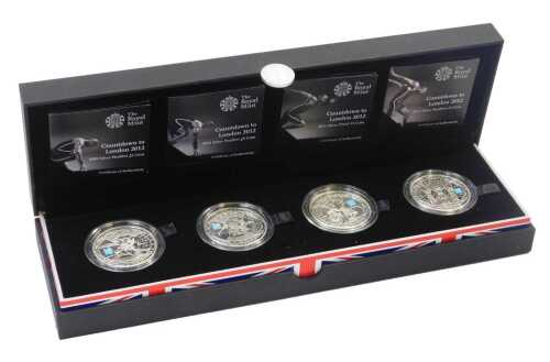 A Royal Mint Countdown to London 2012 silver proof five pound coin collection, in fitted case...