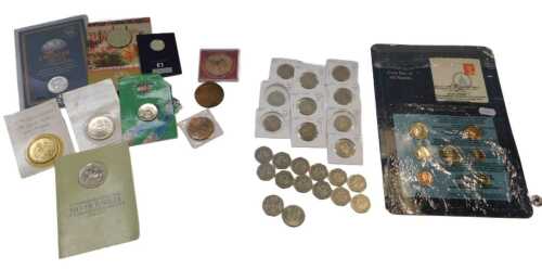 Commemorative and other coinage, including a Silver Jubilee Crown, a solid bronze The Royal...