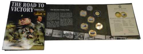 The Road to Victory 1939 to 1945 coin set, comprising a Peace 1945 gold double crown, a D-Day...
