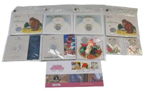 Ten commemorative fifty pence coins, Royal Mint and other, to include The Snowman, The Gruffalo,...