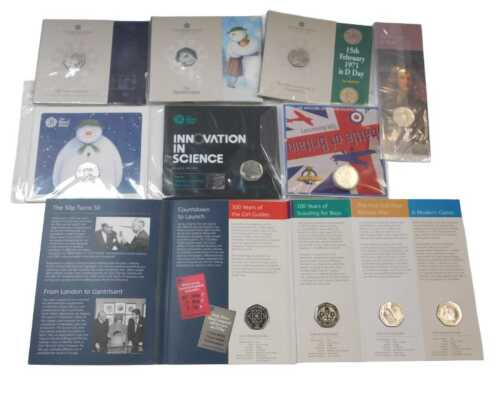 Commemorative coinage, to include Royal Mint fifty pence The Snowman coin, an Innovation in...