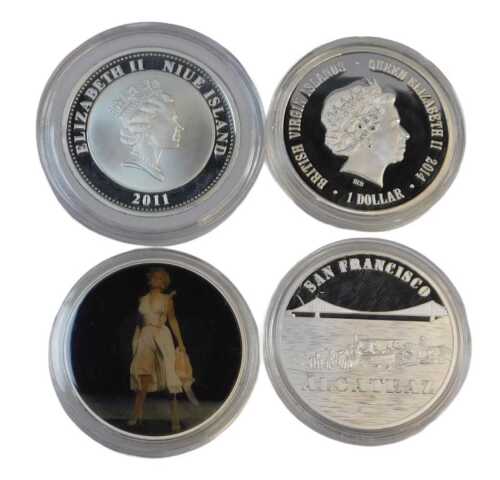 Four silver commemorative coins, comprising a Year of the Horse 2014 one-dollar coin, a 2011...