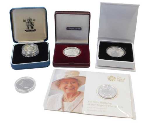 Silver proof coinage, including a Royal Mint 90th Birthday of HRH The Queen 2016 UK twenty-pound...