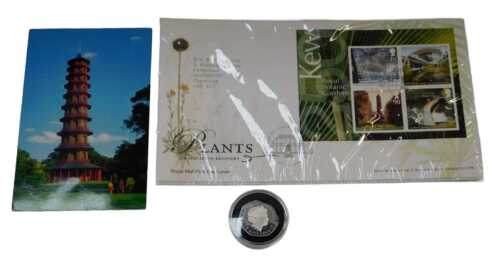 A replica Kew Gardens 2009 fifty-pence coin, together with a Royal Mail Plants UK Species in...