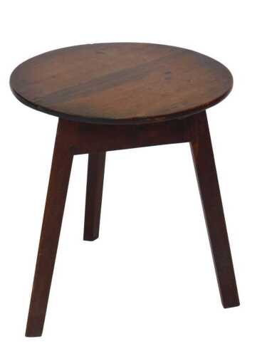 A 19thC mahogany cricket table, 47cm high, 43cm diameter. Provenance: The St. George's Collection.