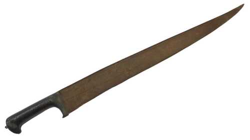 An antique Middle Eastern short sword, with a bronzed grip, 81cm long.