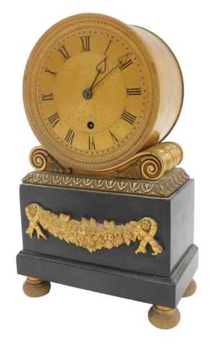 An early 19thC Grimald and Johnson London mantel clock, the circular gilt metal face bearing...