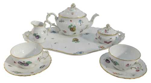 A Richard Ginori Italian porcelain cabaret tea set, comprising teapot, two teacups and saucers,...